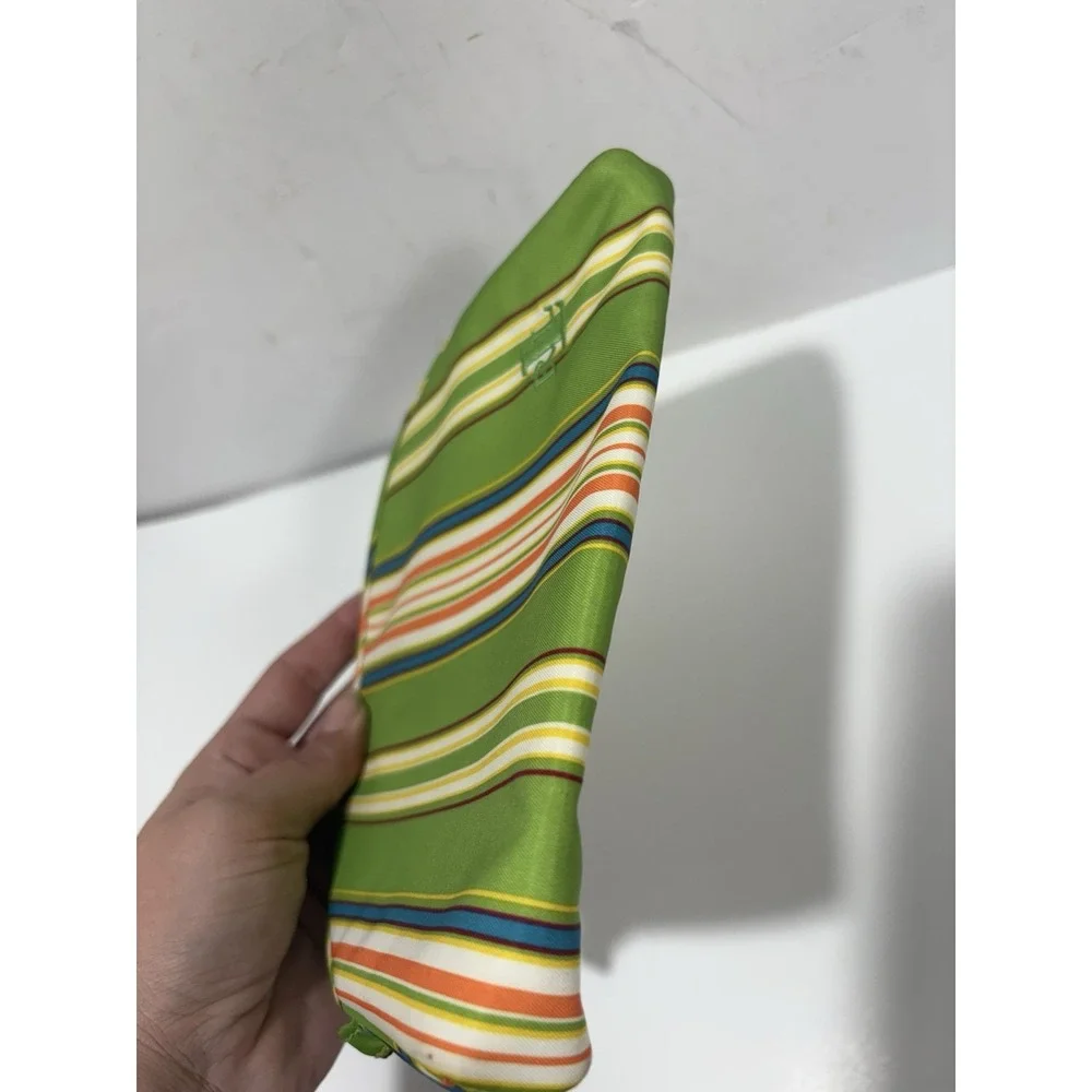 Lauren Ralph Lauren Zippered Makeup Bag Cosmetic Clutch Green Yellow Striped